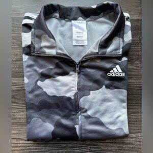 Adidas Black and Gray Camouflage Jacket